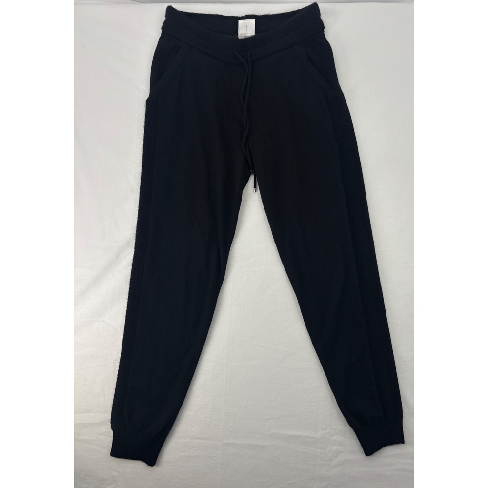Chanel Knit Joggers Womens Size 42 Black Wool Blend Side Stripe Sweatpants